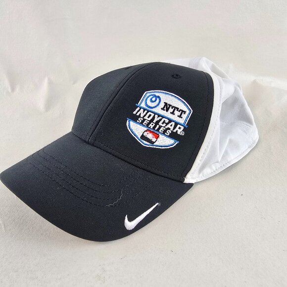Nike IndyCar Series Hat Black White M/L Adjustable Racing Cap Logo Dri Fit Gentl - Picture 1 of 8